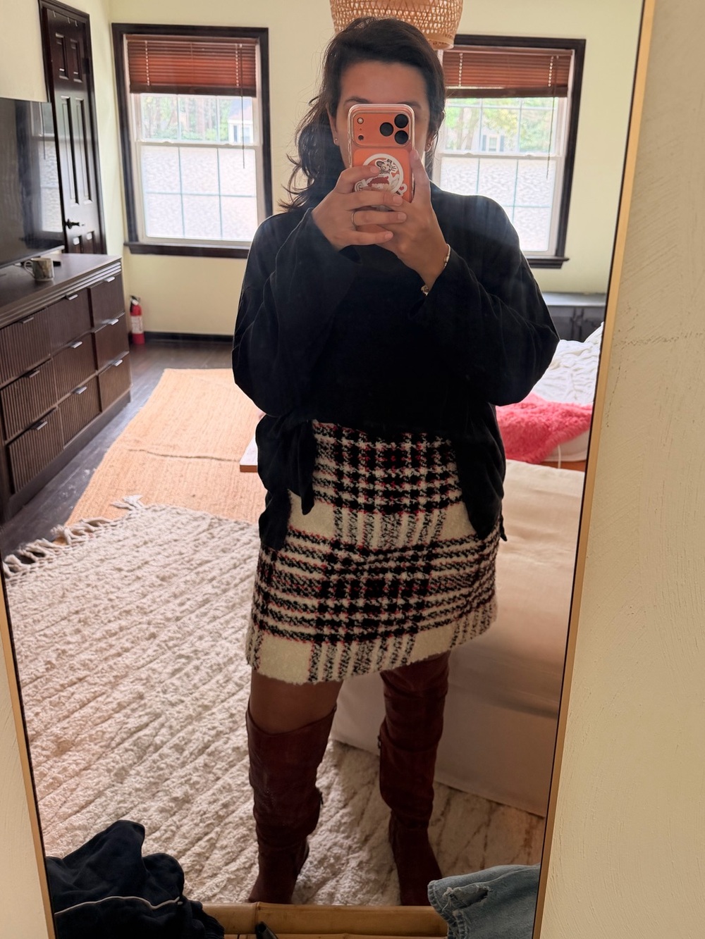 Tory Burch check tweed wool mini skirt plaid